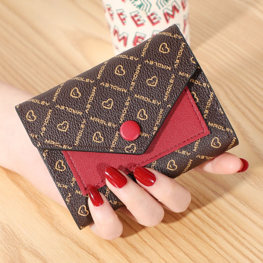 2022 New Women's Wallet Small Three-fold Short Stitching Leather Bag Clutch Multi-function Multi-card Card Holder Wallet